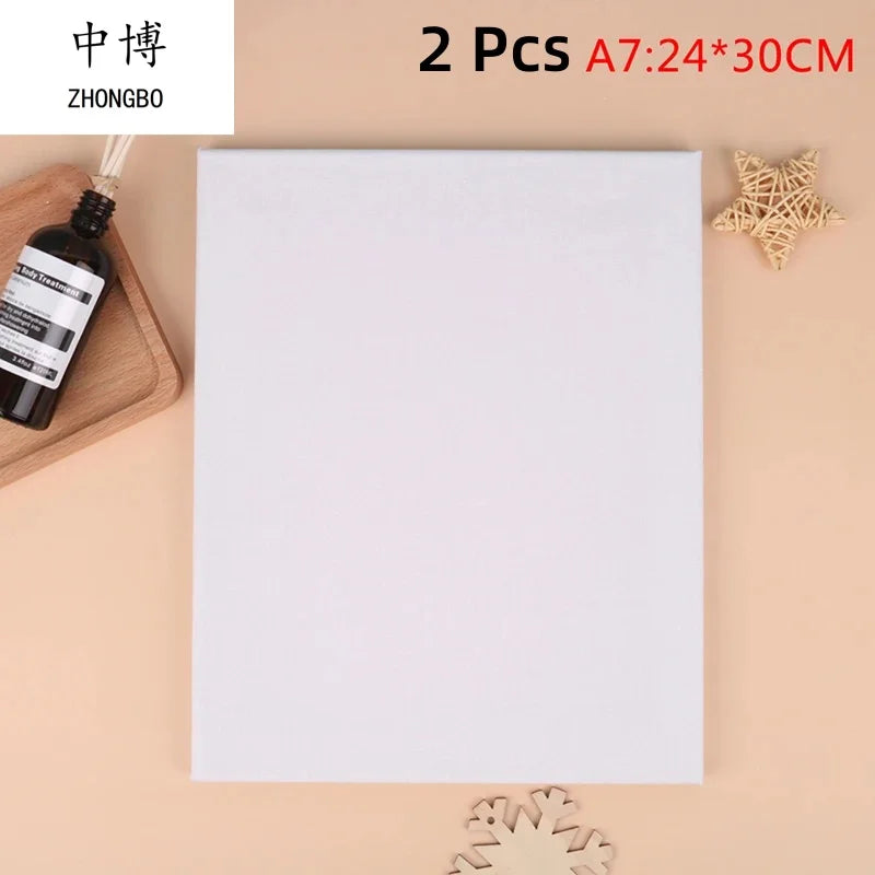2Pcs White Blank Square Canvas for Oil Painting, Acrylic & Watercolor with Wood Frame