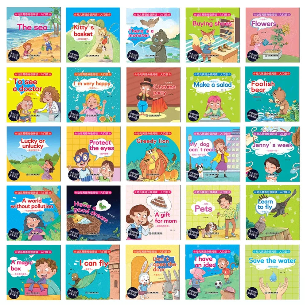 Kids 40 Pocket Books Set English Words Learning Book Bedtime Reading Enlightenment of Early Childhood Teaching Aids Montessori