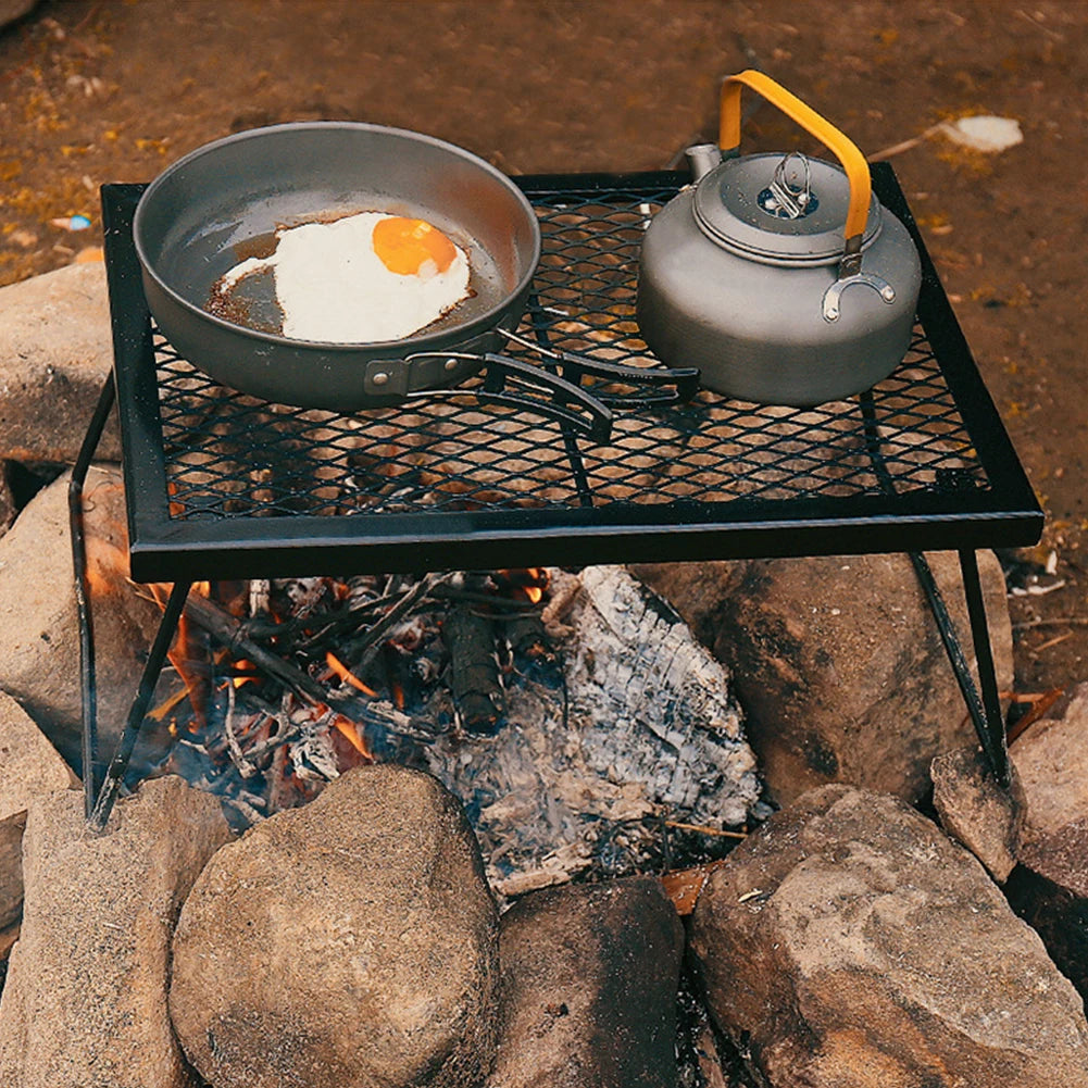 Campfire Grill Grate - Heavy Duty Foldable Cooking Rack for Outdoor BBQ and Camping