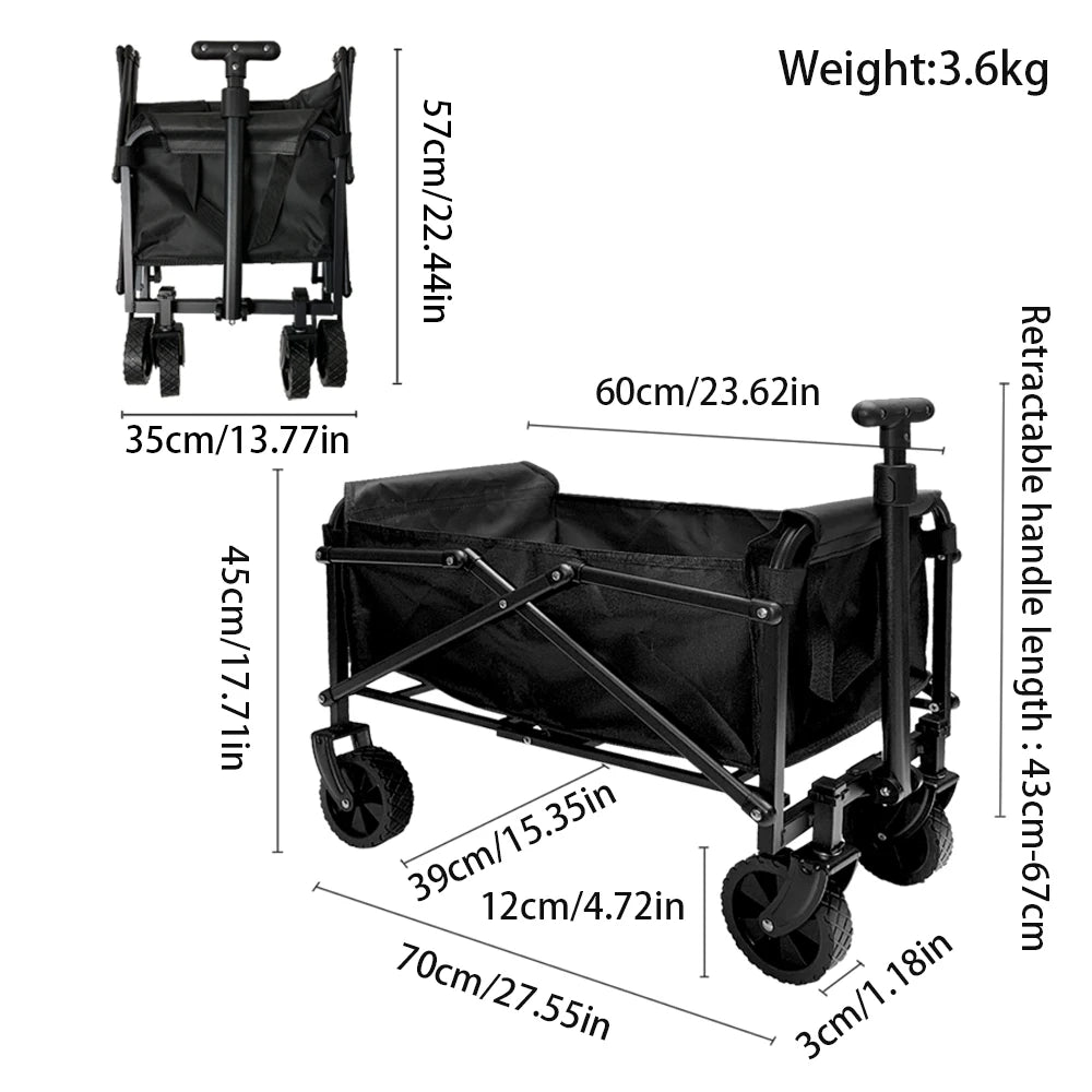 150KG Heavy Duty Folding Wagon Cart - Large Capacity Portable Beach and Picnic Cart for Camping and Car Accessories