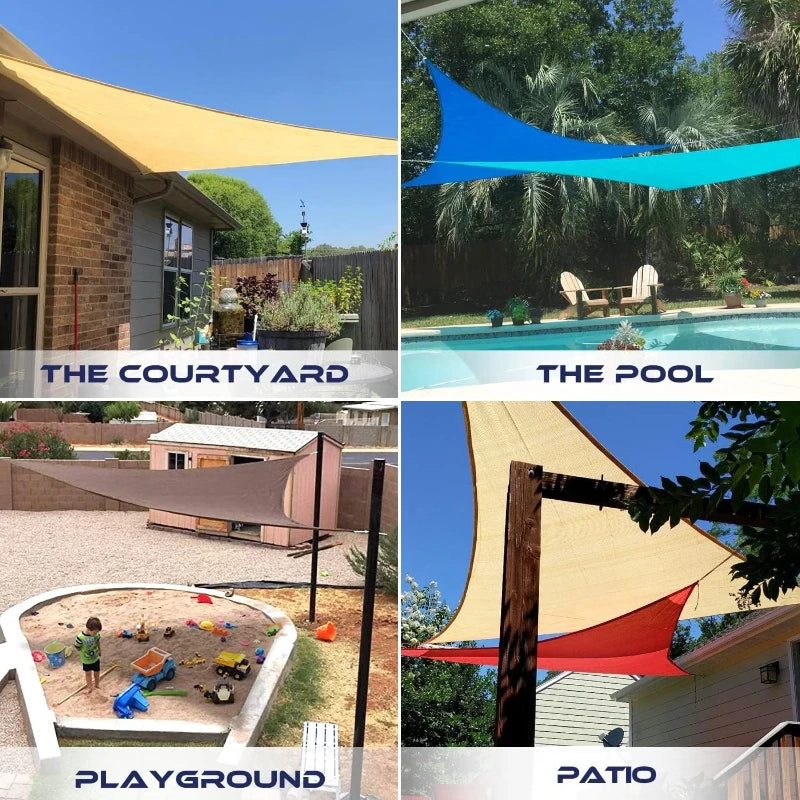 3x3x3M Folding Waterproof Triangle Sun Shade Sail Canopy for Outdoor Activities, Backyard Awning, Camping Tents, and Shade Cloth