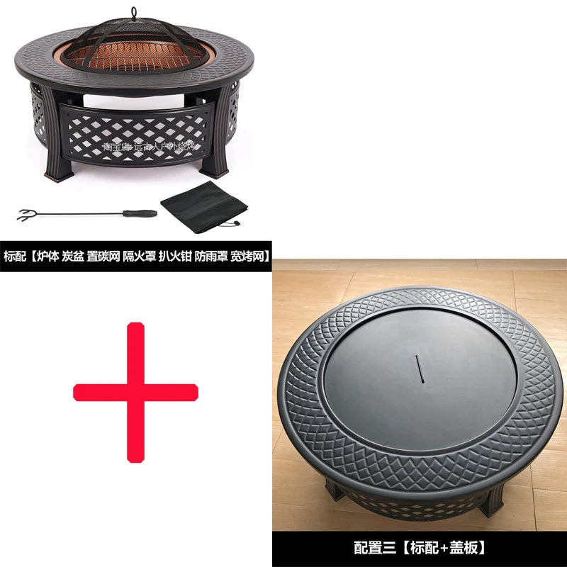 Outdoor Multifunctional fire pit BBQ Table and Charcoal Oven for Garden and Terrace Cooking