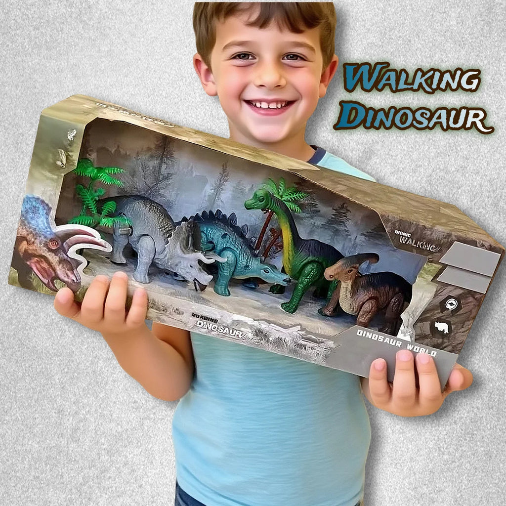 Dinosaur Toy Gift Set - Wound-Up Mechanical Walking Animal Toy for Kids' Birthdays