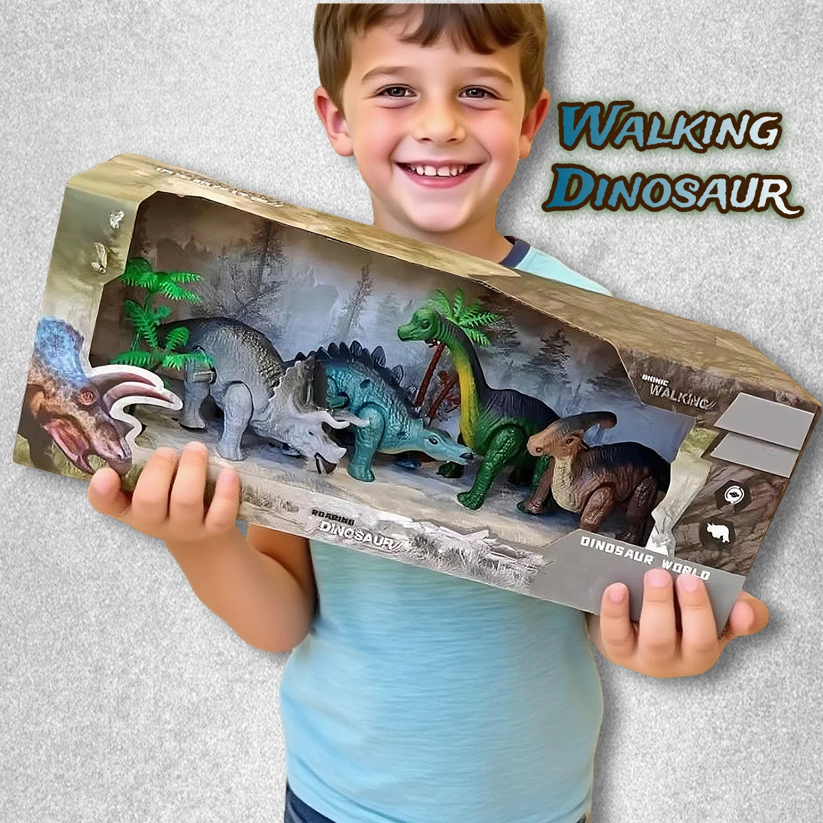 Dinosaur Toy Gift Set - Wound-Up Mechanical Walking Animal Toy for Kids' Birthdays