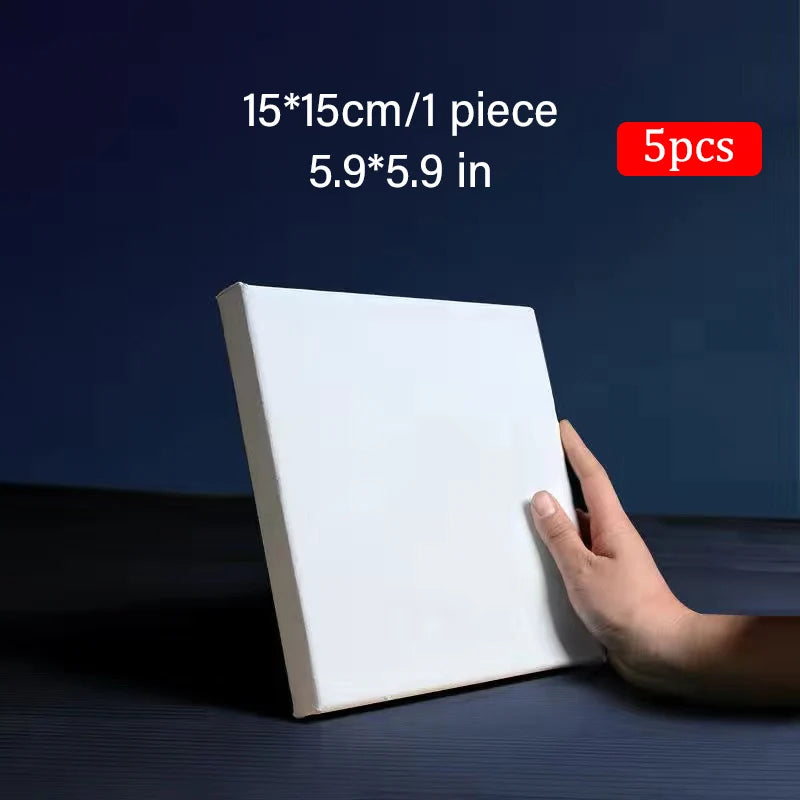 5pcs White Blank Artist Canvas Boards for Oil Painting, Acrylic, Watercolor with Wooden Frame