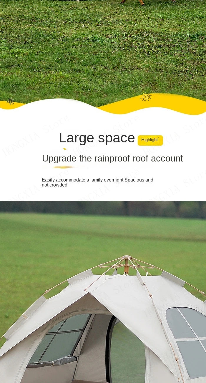 Outdoor Two-Door Folding Portable Automatic Tent - Rainproof Camping Gear with Quick Opening Design