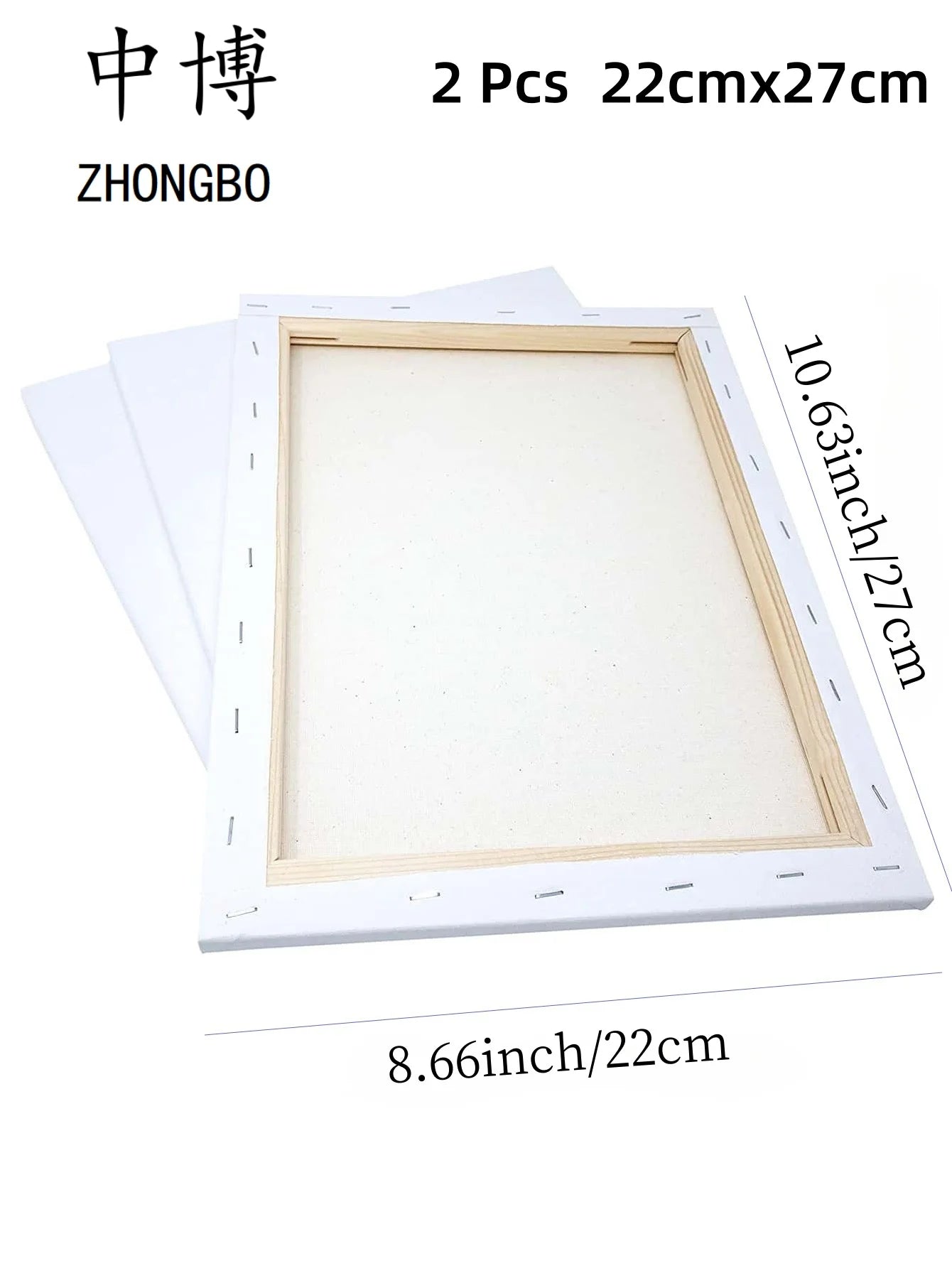2Pcs White Blank Square Canvas for Oil Painting, Acrylic & Watercolor with Wood Frame
