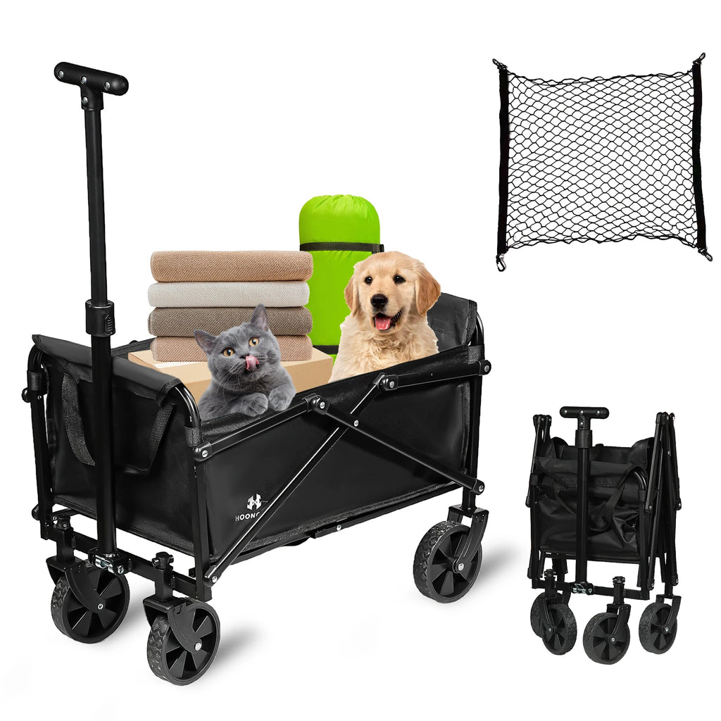 Beach Cart with Large Wheels - Foldable Utility Trolley for Picnic, Fishing, and Camping