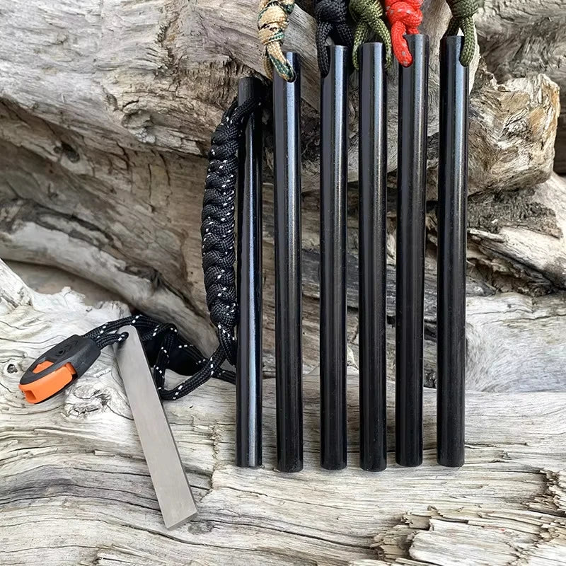 Outdoor Flint Magnesium Rod with Steel Scraper & Whistle - Camping Fire Starter Tool for Survival