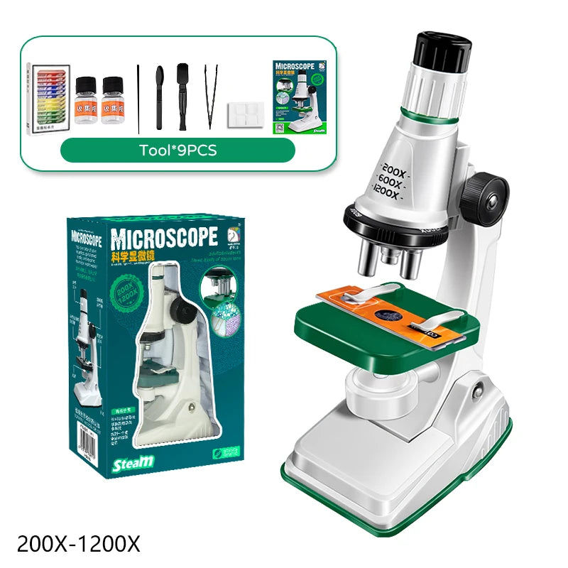 Kids Science Microscope Toy - Educational STEM Learning Kit for Children, Perfect Science Experiment Tool and Birthday Gift for 3 Years and Up
