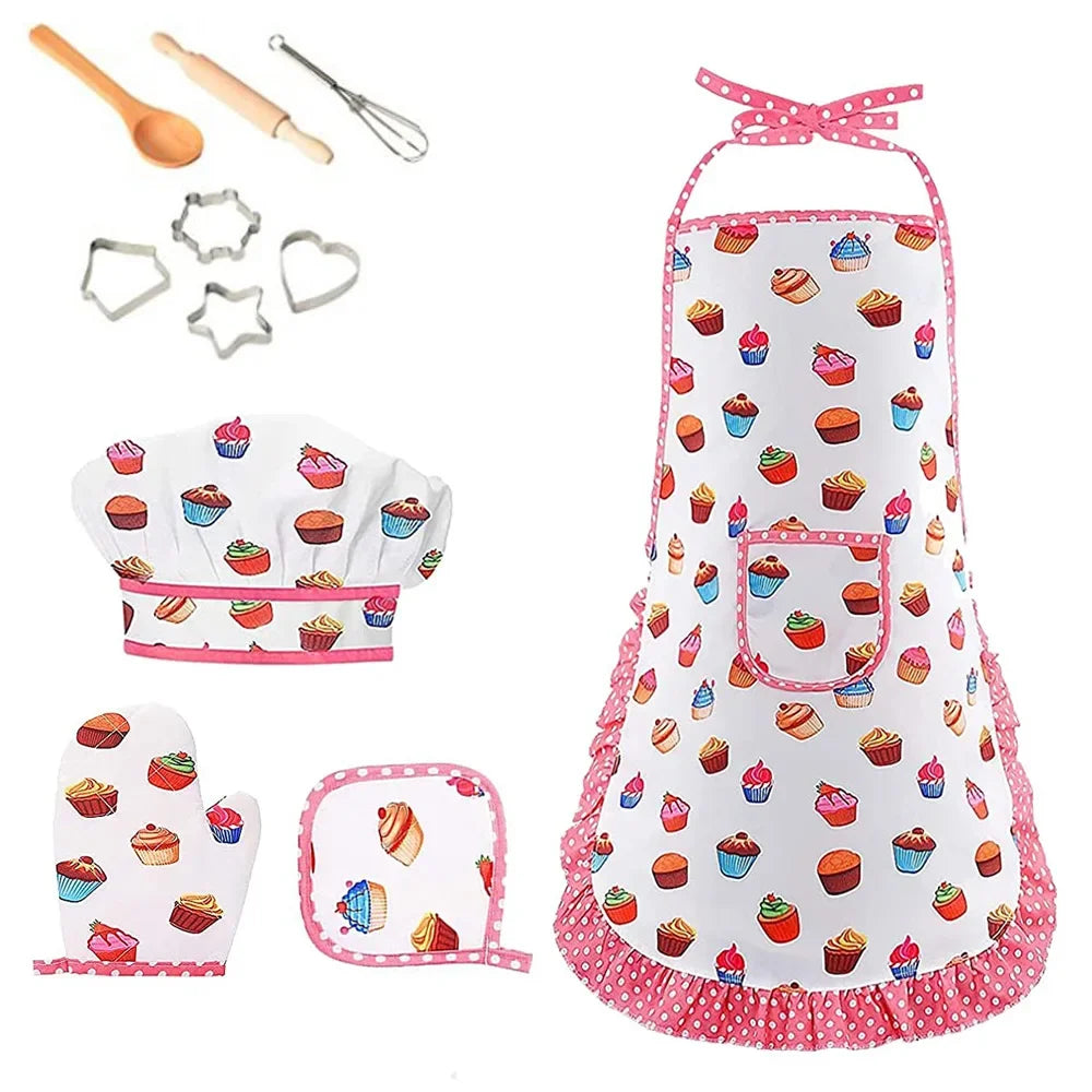 Play House Kitchen Toy Set for Girls - Cooking Utensils, Baking Tools, Cake Apron, and Chef Clothes for Children