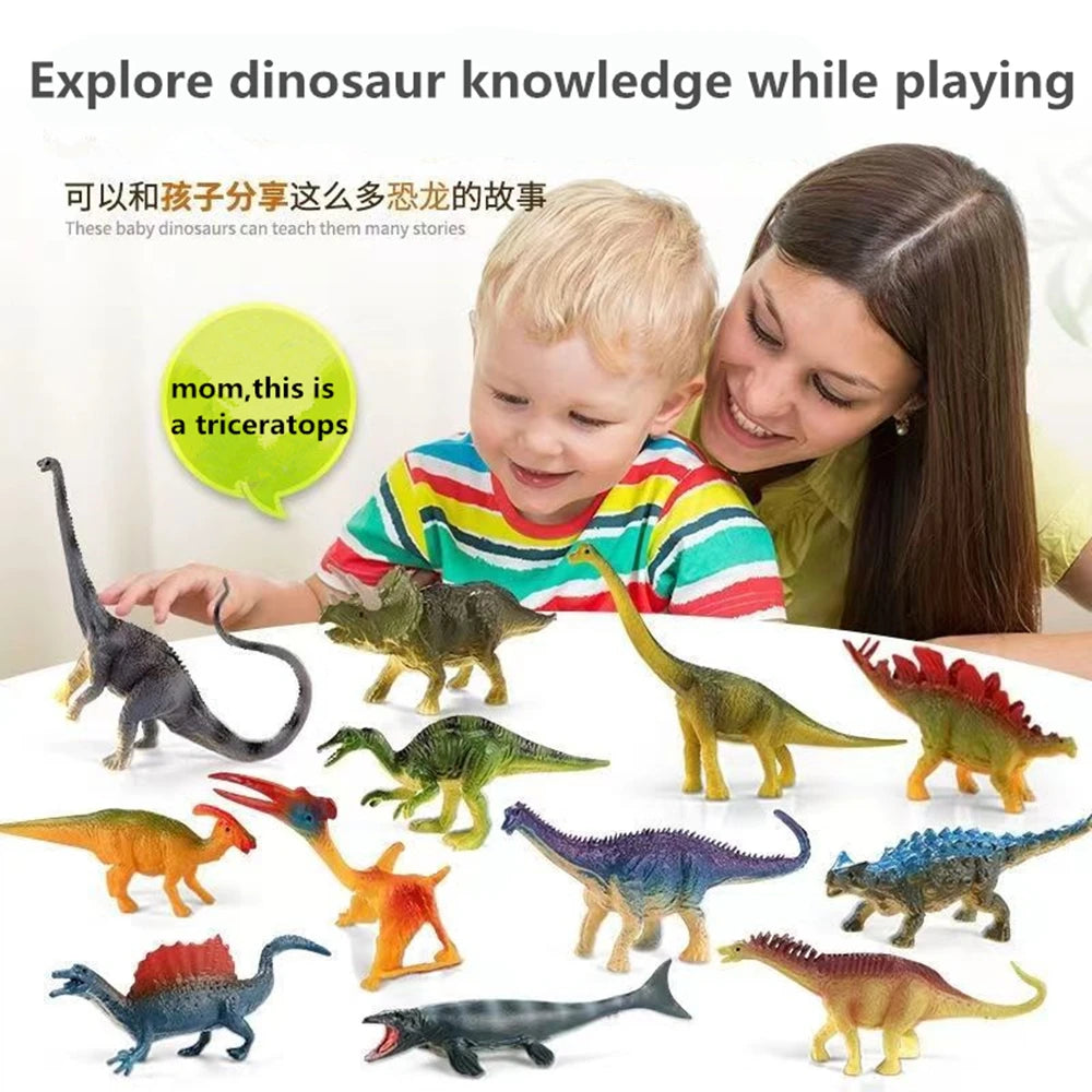 12pcs Dinosaur Toy Set - Updated Realistic Simulated Dinosaurs Models for Kids - Brachiosaurus & Tyrannosaurus Rex - Perfect Christmas Gift