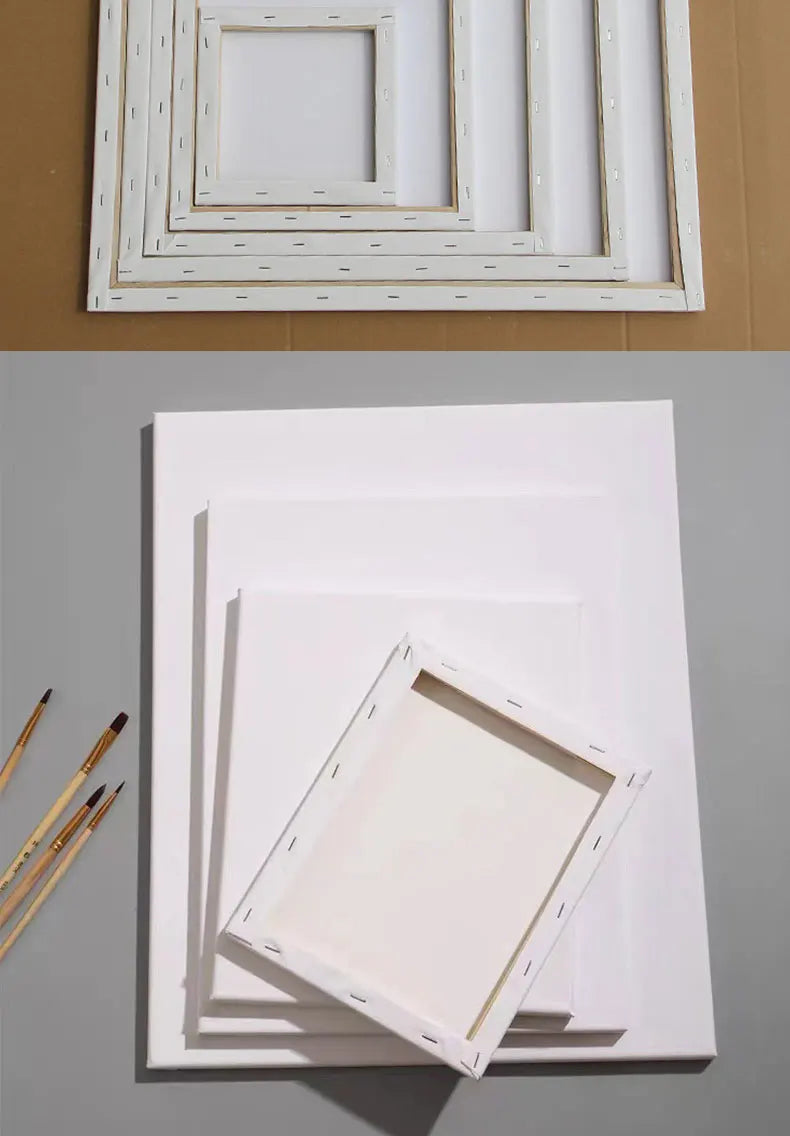 5pcs White Blank Artist Canvas Boards for Oil Painting, Acrylic, Watercolor with Wooden Frame