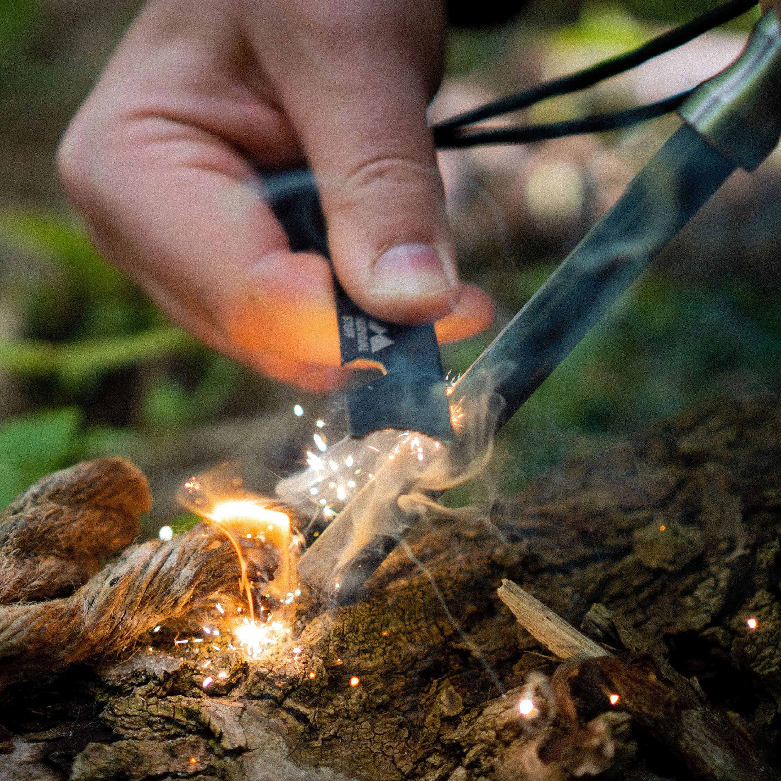 Tinder Rope Natural Fire Starter for Survival - Quick Fire Tabs Flint and Steel for Backpacking, Hiking, Camping, Hunting