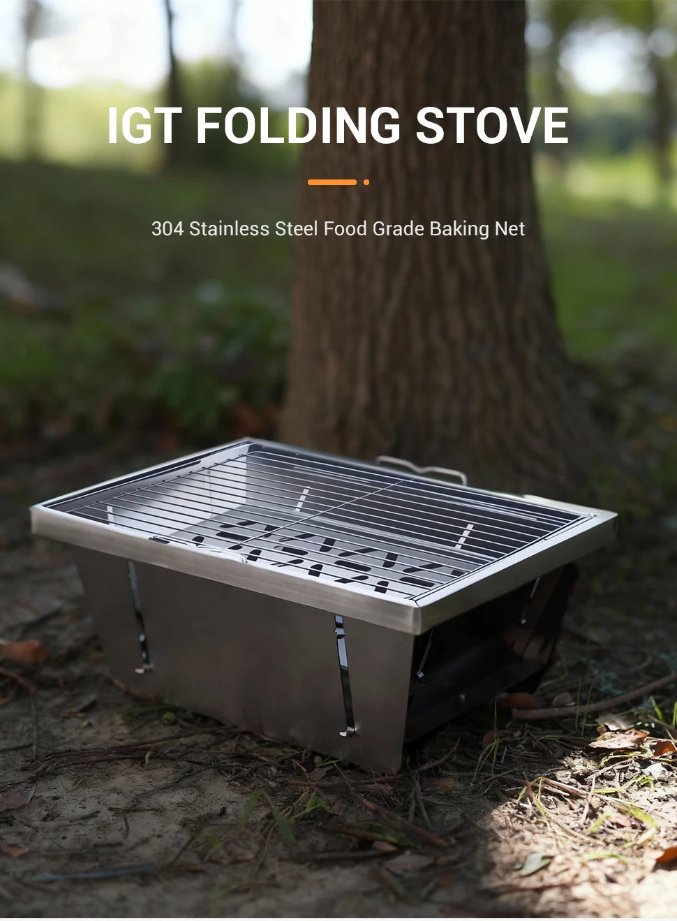 WESTTUNE IGT Portable Barbecue Grill - Stainless Steel Folding Charcoal Grill for Camping and Picnic