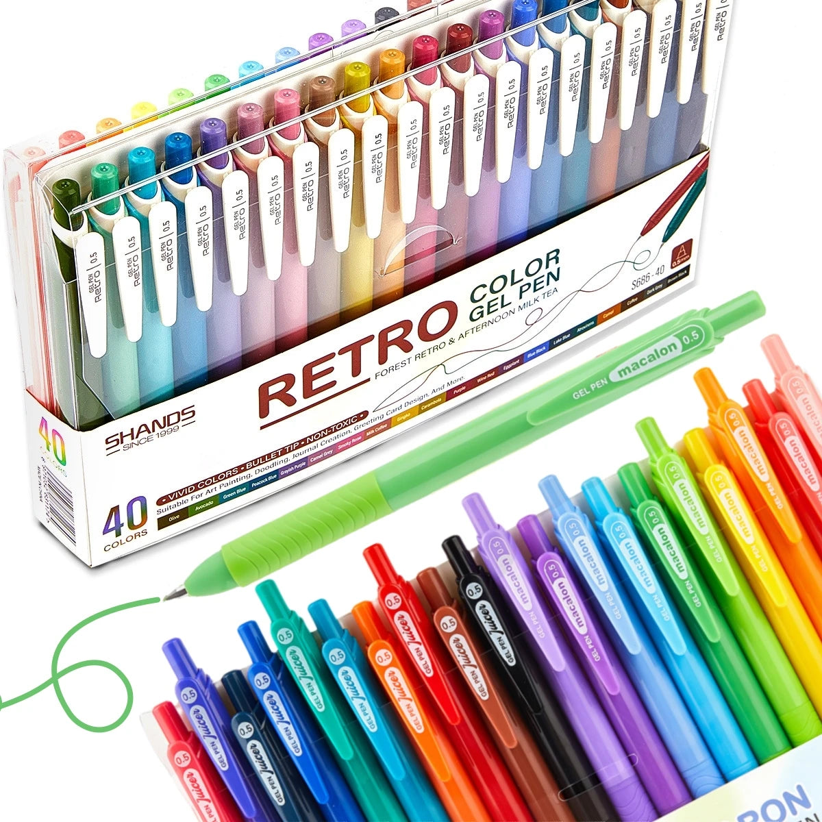 Retractable Gel Ink Pens 0.5mm Extra Fine Point Tip for Smooth Writing, Journaling, Note Taking, Coloring, No Bleed & Smudge-Free Drawing