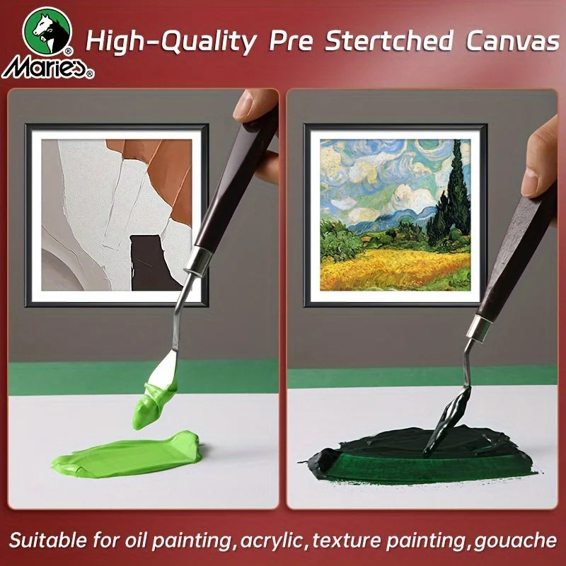 Square Canvas Boards for Painting - Mini Stretched White Blank for Acrylic, Oil, Drawing for Students, Artists, Adults