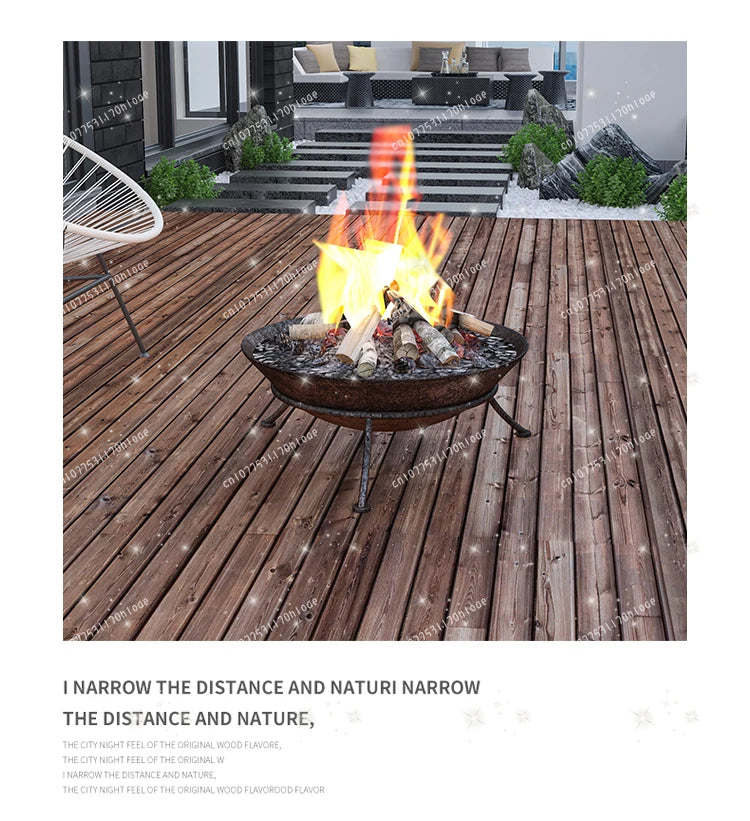 Charcoal Fire Stand 47/60cm - Wrought Iron Portable Indoor Outdoor Brazier Bonfire Stand