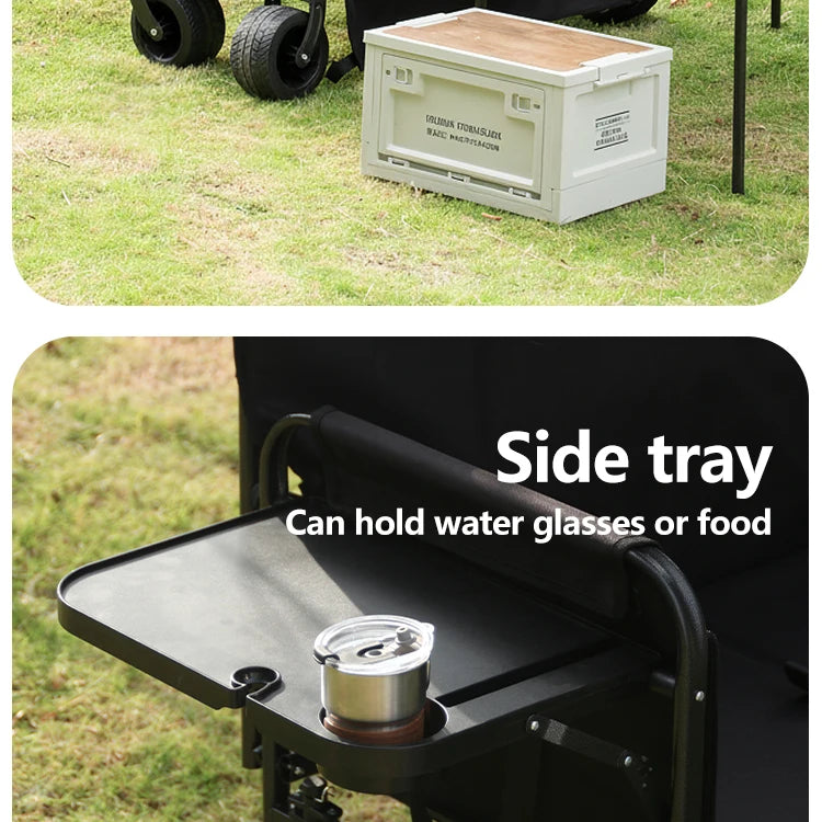 300kg Folding Wagon with Canopy & Seats - Heavy Duty Beach Cart for Camping, Picnic, and Grocery Shopping - Portable Utility Pull Cart