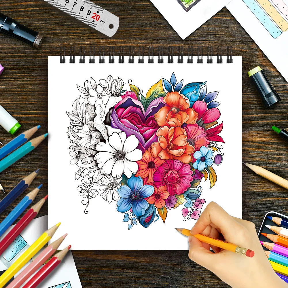 Adult Coloring Book - 30 Sheets Women's Spiral Drawing Book, 8.3 x 8.3 Inches, Perfect Birthday and Holiday Party Gift