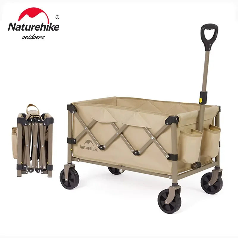 Naturehike Folding Cart Outdoor Camping Trolley 110L Large Capacity for Family Travel, Gardening, Beach Trips, and Shopping