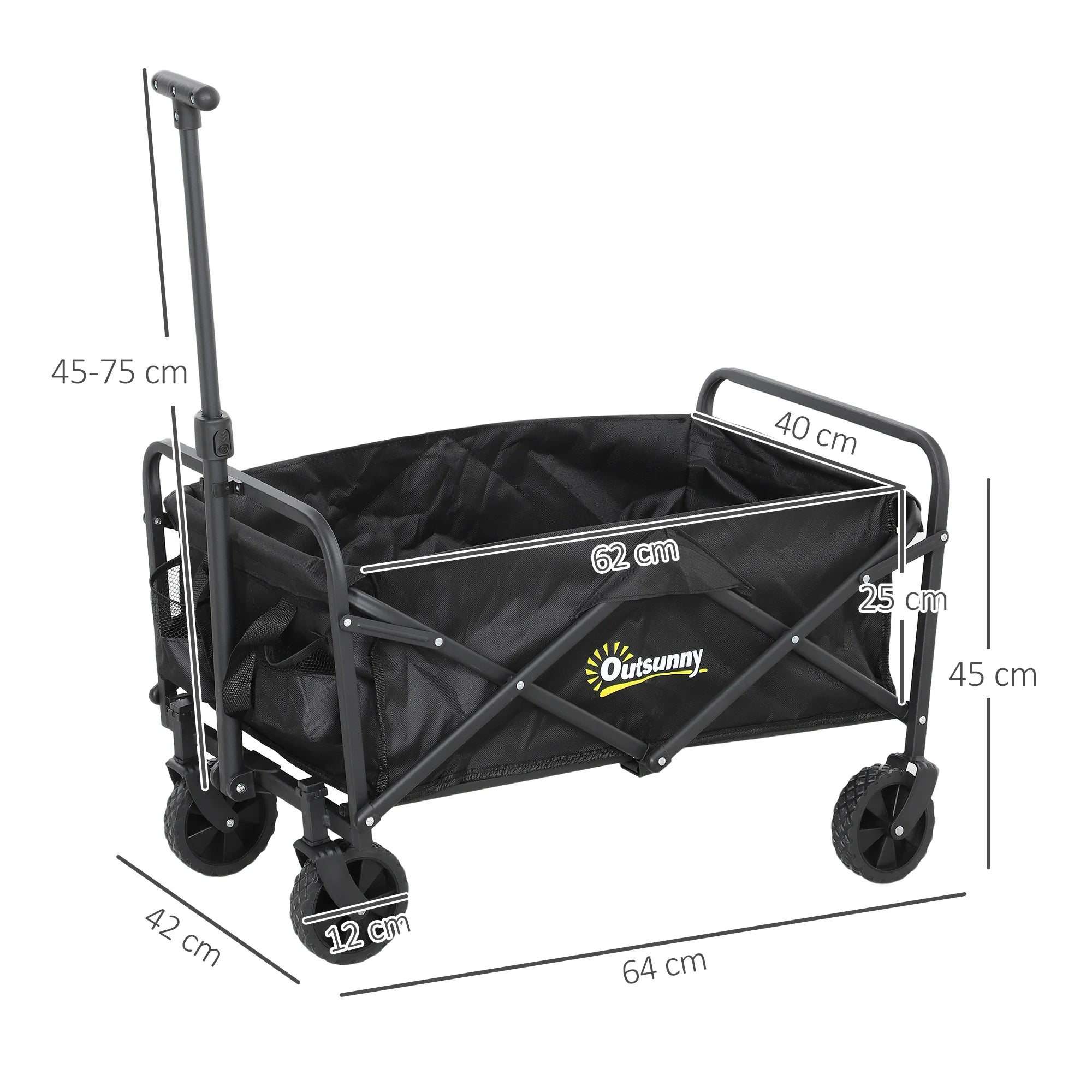 Beach Cart with Wheels and Adjustable Telescopic Handle - 120 kg Load Capacity