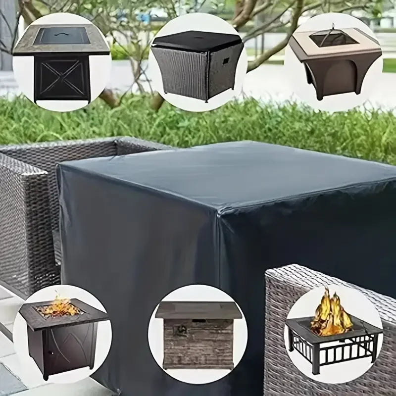 BBQ Accessories Fire Pit Cover - Waterproof Square 210T Patio Table Cover, UV and Fade Resistant