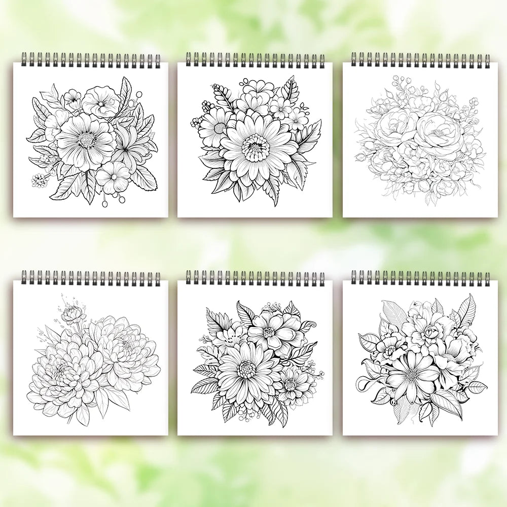 Adult Coloring Book - 30 Sheets Women's Spiral Drawing Book, 8.3 x 8.3 Inches, Perfect Birthday and Holiday Party Gift