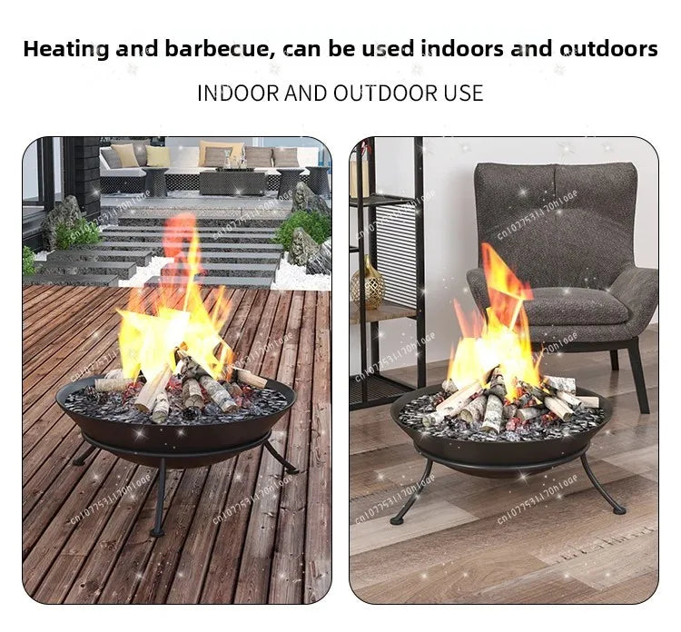 Charcoal Fire Stand 47/60cm - Wrought Iron Portable Indoor Outdoor Brazier Bonfire Stand