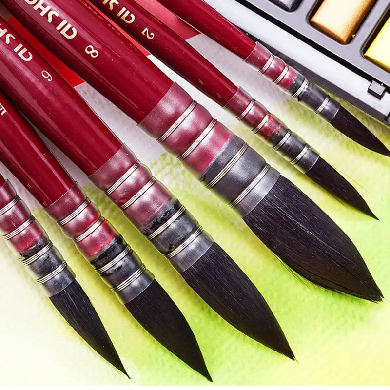 1pc Professional Round French Style Watercolor Paint Brush Nylon Painting Brush for Acrylic Water Color Gouache Oil Painting