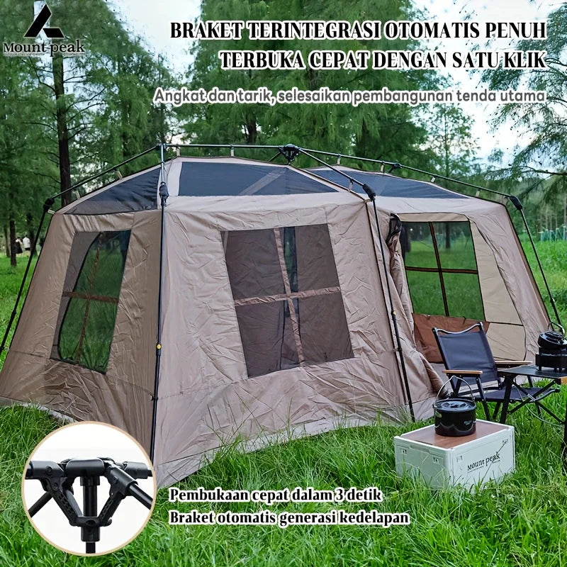 Mount Peak Large Camping Tent for 3-8 People - Quick Set Up Ridge Tent with Canopy for Outdoor Wilderness Adventure