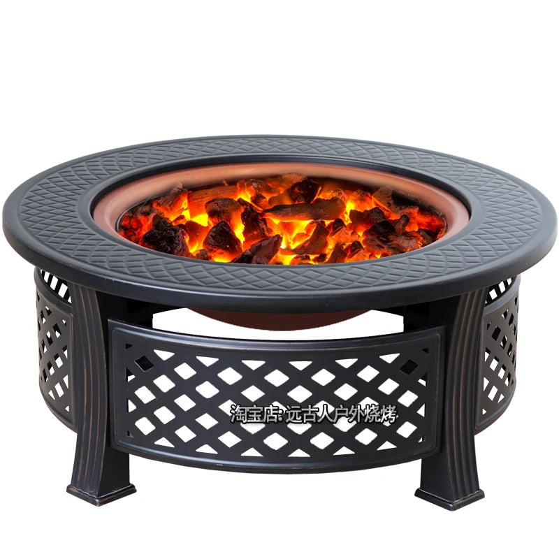 Outdoor Multifunctional fire pit BBQ Table and Charcoal Oven for Garden and Terrace Cooking