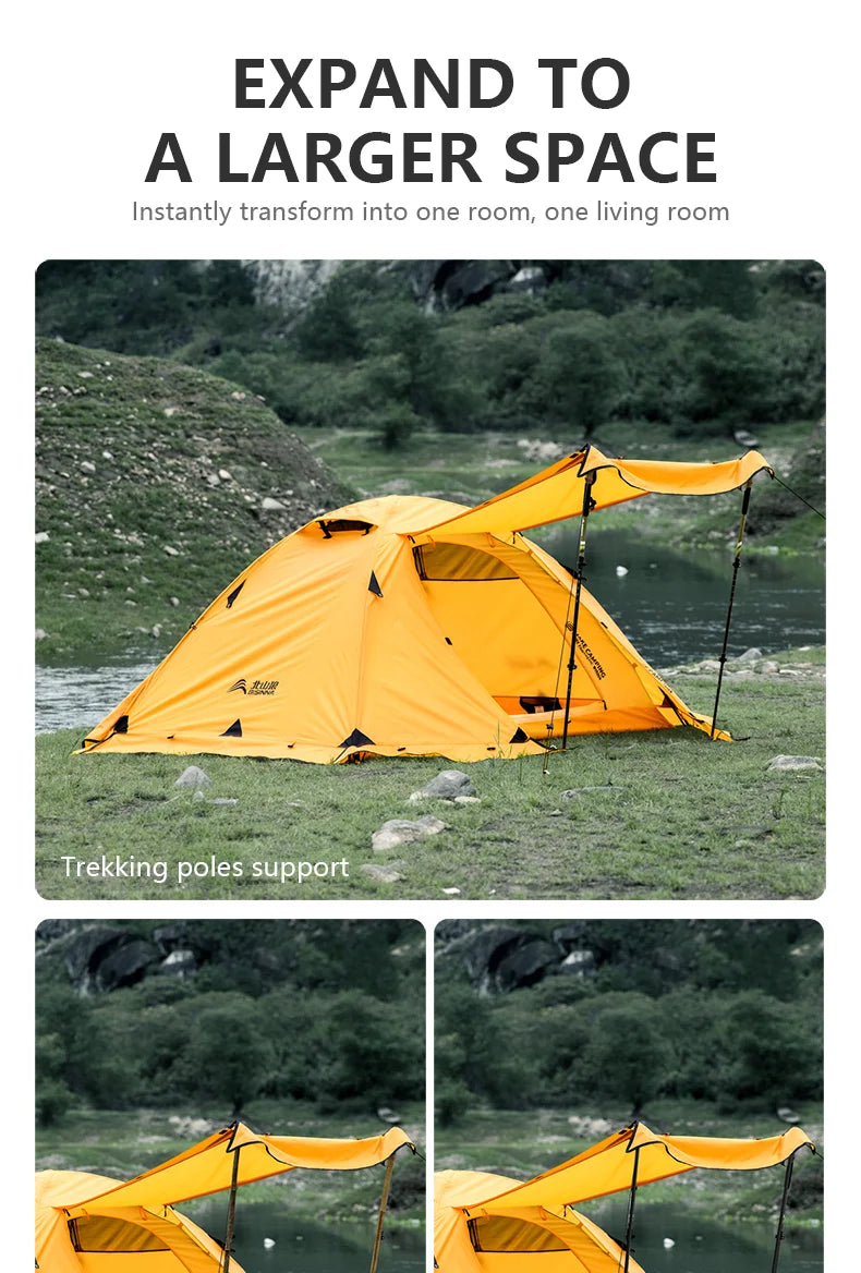 4 Season Camping Tent for 2 People - Double Layer Waterproof Backpacking Tent with Snow Skirt and Aluminum Poles for Hiking and Picnic