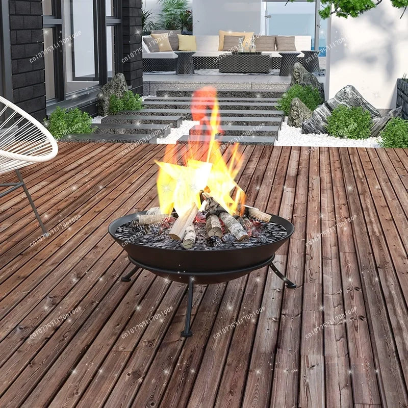 Charcoal Fire Stand 47/60cm - Wrought Iron Portable Indoor Outdoor Brazier Bonfire Stand