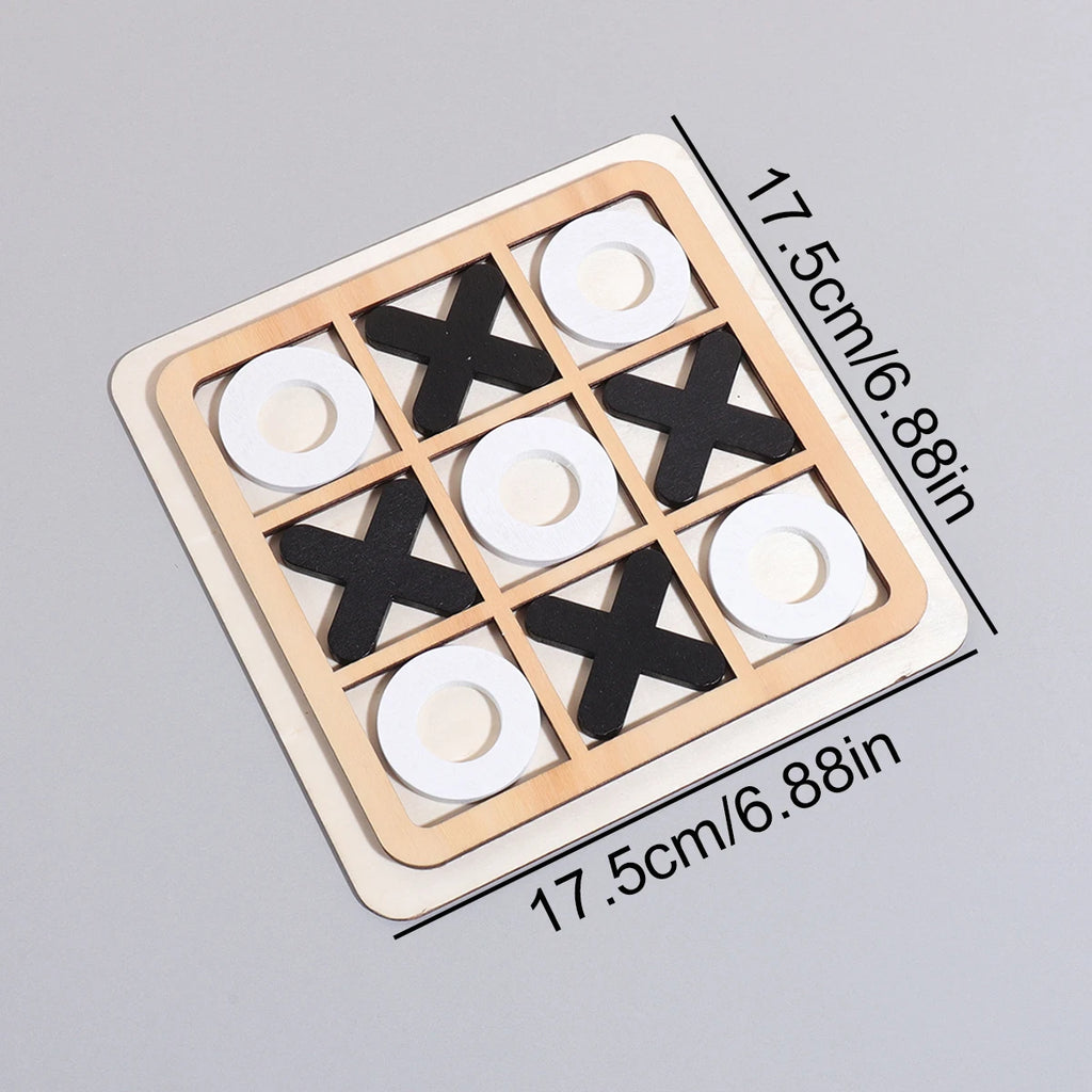 XO Three-in-a-Row Tic-Tac-Toe Wooden Game Set – Casual Battle Puzzle Board Game for Kids