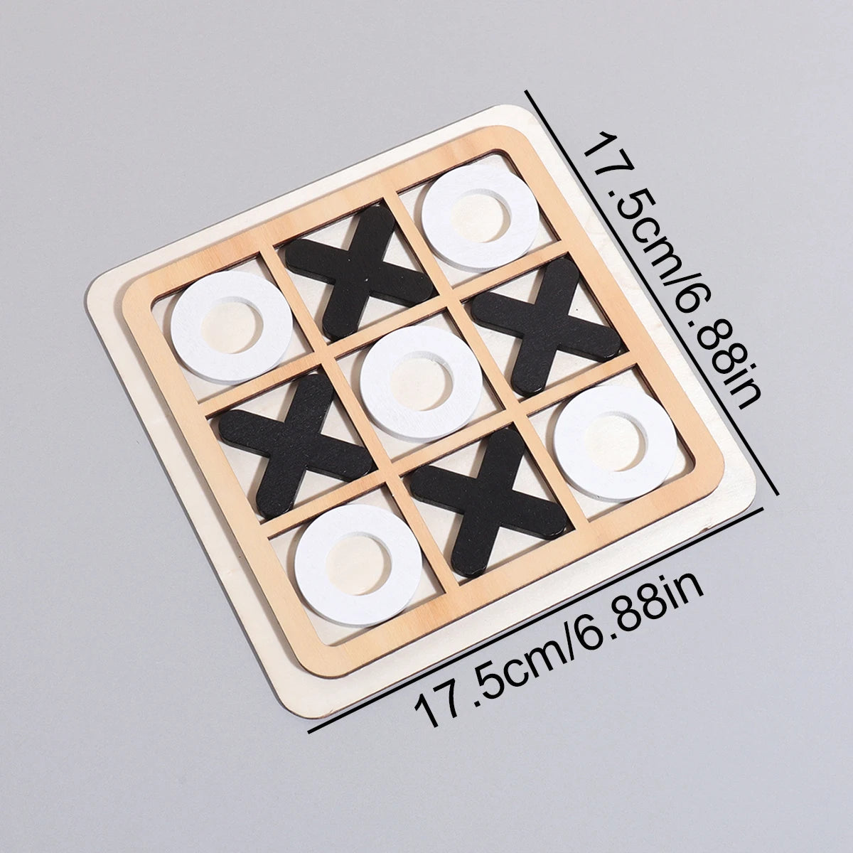 XO Three-in-a-Row Tic-Tac-Toe Wooden Game Set – Casual Battle Puzzle Board Game for Kids
