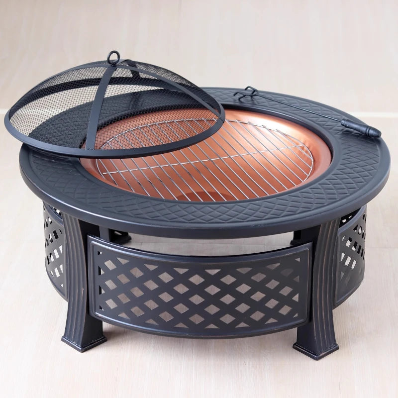 Outdoor Multifunctional fire pit BBQ Table and Charcoal Oven for Garden and Terrace Cooking