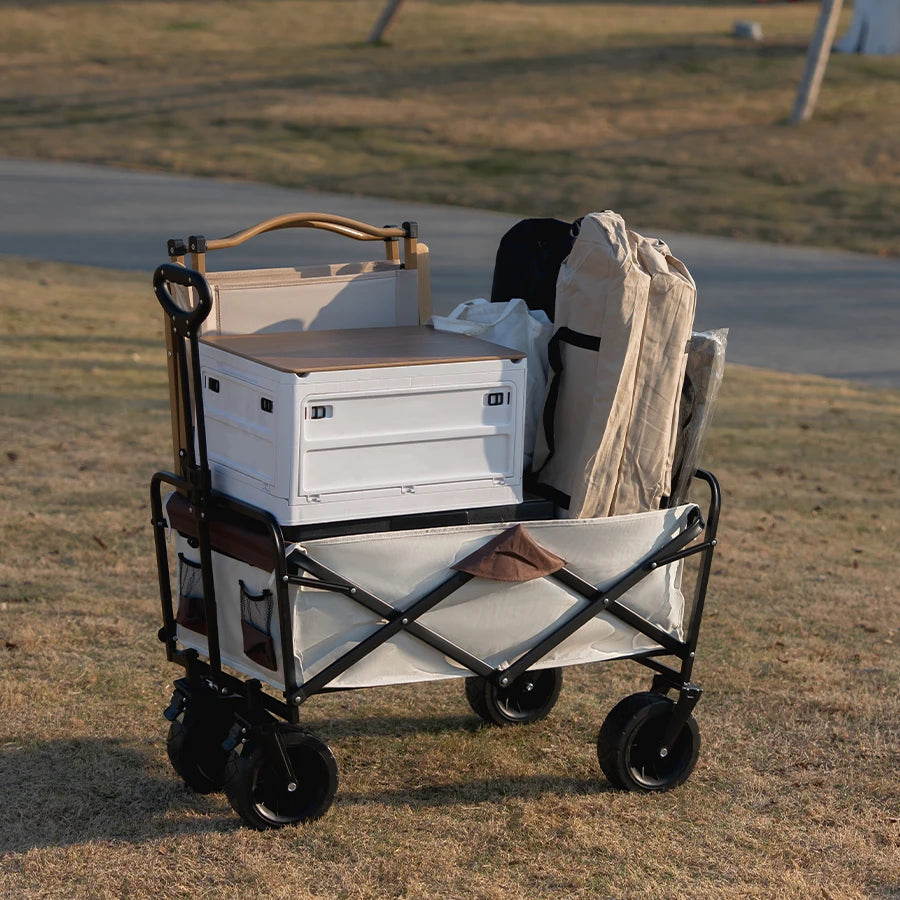 Heavy Duty Collapsible Outdoor Folding Wagon Cart for Garden, Beach, and Camping - Large Capacity Utility Trolley