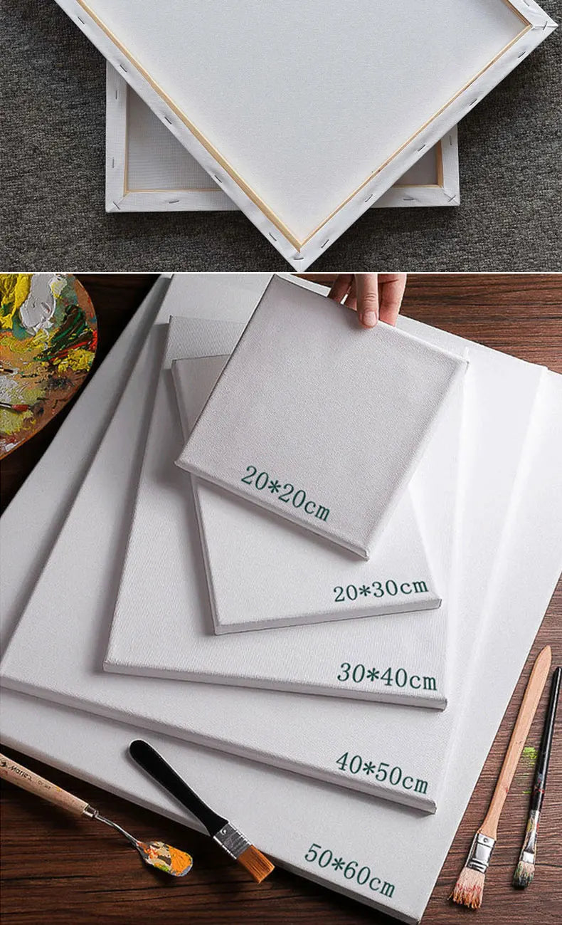 5pcs White Blank Artist Canvas Boards for Oil Painting, Acrylic, Watercolor with Wooden Frame