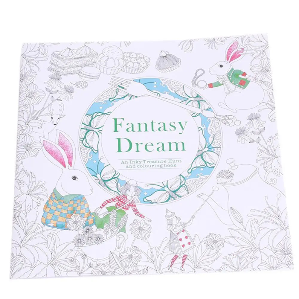 24 Pages Office School Kill Time English Edition Mixed Colouring Book Painting Graffiti Hand Painted Drawing Activities