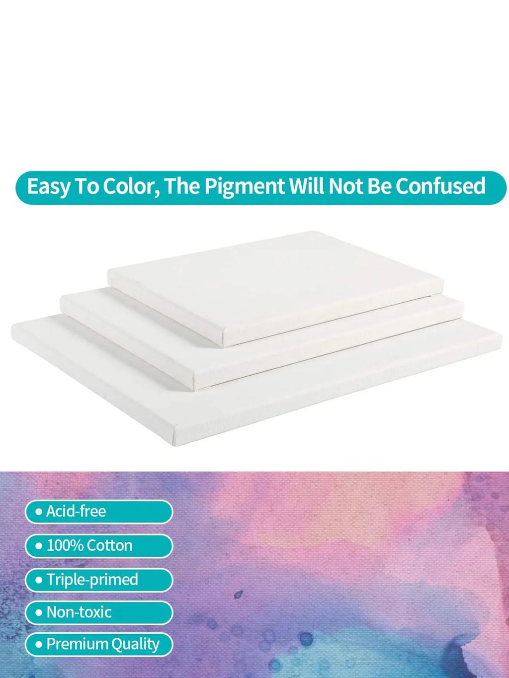 8x10 Inch 100% Cotton Primed White Stretched Canvas Board for Painting, Acrylic Pouring, and Oil Paint