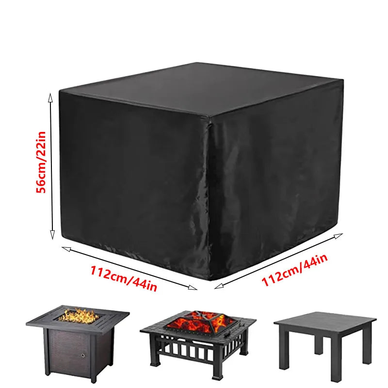 BBQ Accessories Fire Pit Cover - Waterproof Square 210T Patio Table Cover, UV and Fade Resistant