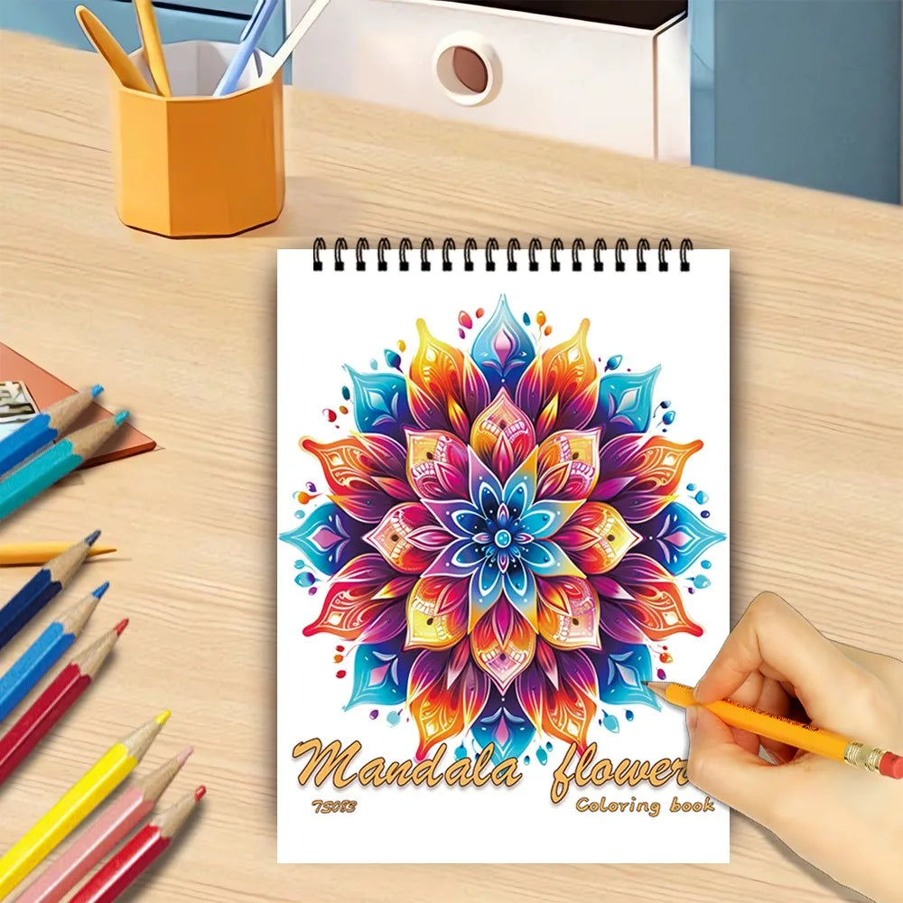 Spiral Coloring Book for Adults - 30 Thick Paper Sheets, 11.2 x 8.3 Inches, Ideal Holiday Gift and Drawing Book