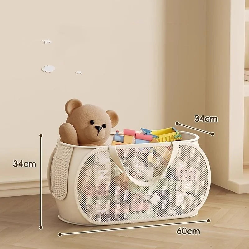 Kids Toy Storage Bin, Portable Large Capacity Organizer Basket for Plush Toys, Building Blocks, Home Playroom Organization