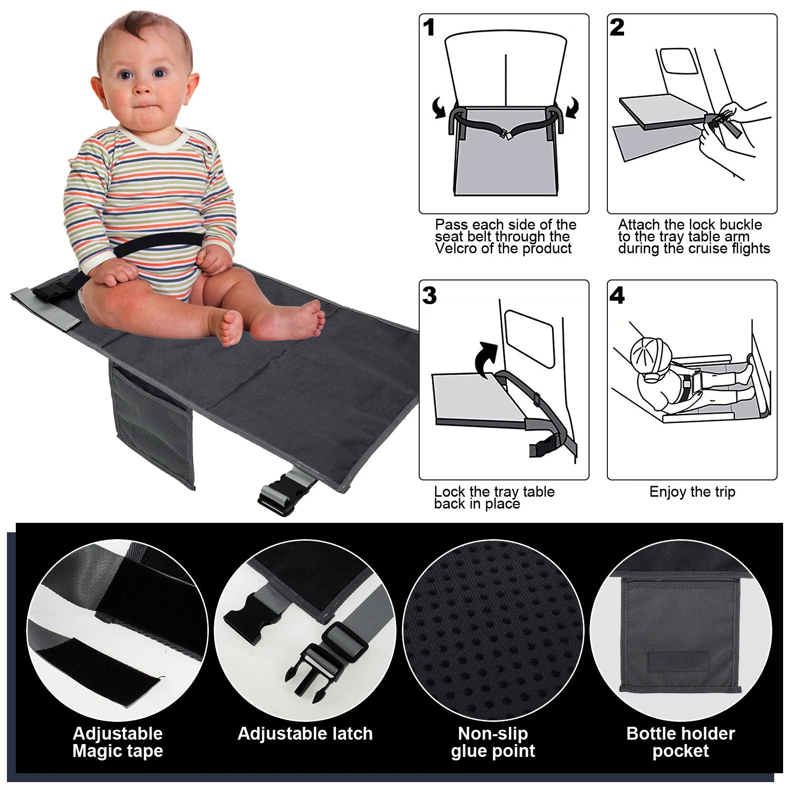 Kids Travel Airplane Bed Portable Children Pedals Beds Foot Leg Rest Hammock Baby Footrest Bed Toddler Airplane Seat Extender