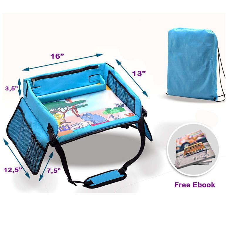 Children's Car Seat Toy Tray with Storage Bag - Multifunctional Foldable Drawing and Creative Tray for Babies