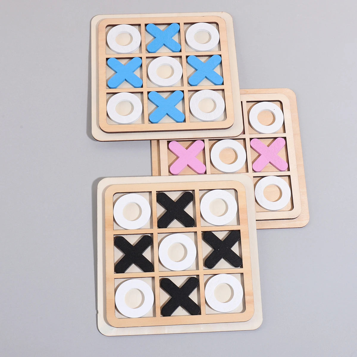 XO Three-in-a-Row Tic-Tac-Toe Wooden Game Set – Casual Battle Puzzle Board Game for Kids