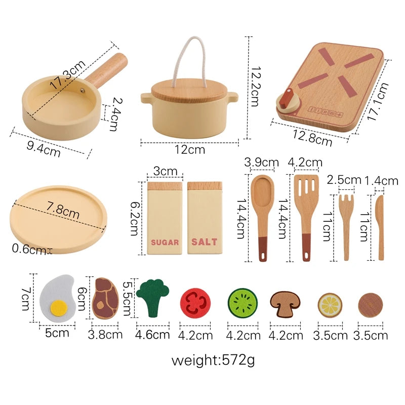 Montessori Children's Play House Kitchen Set Toys Children's Educational Simulation Wooden Toy Vegetable Pot Model Pretend Toys
