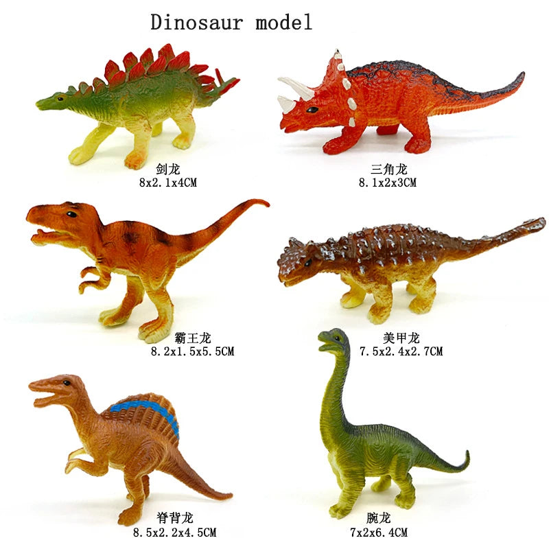 6pcs Jurassic Dinosaur Toy Set - Plastic Simulated Small Dinosaurs for Kids, Perfect Christmas Gifts