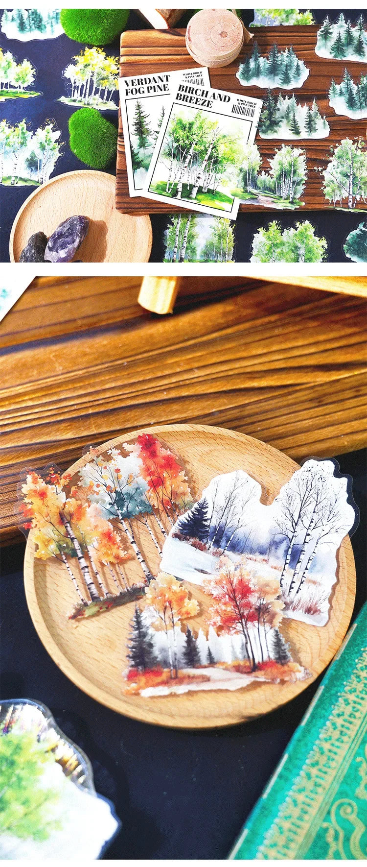 20 Sheets Forest Landscape Stickers - Pine Forest & Mountain Scenery for Scrapbooking, Stationery, Office, and School Supplies